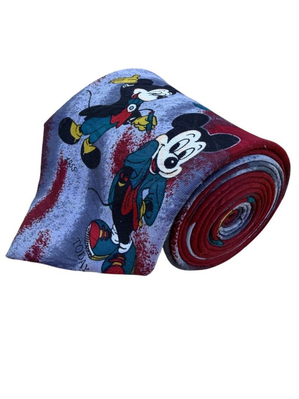 Mickey Unlimited Mens Red Mickey Mouse Cartoon Necktie Vintage Fun Design